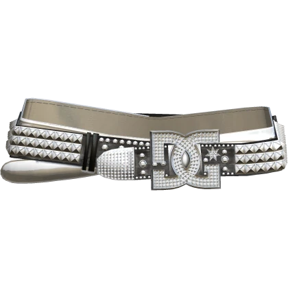 Y2K Studded DC Double Rhinestone Belt White Black