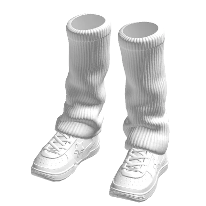 White Sneakers with White Leg Warmers