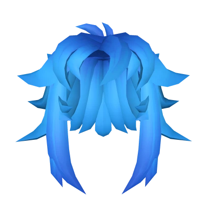 Blocky light blue short side tails hair