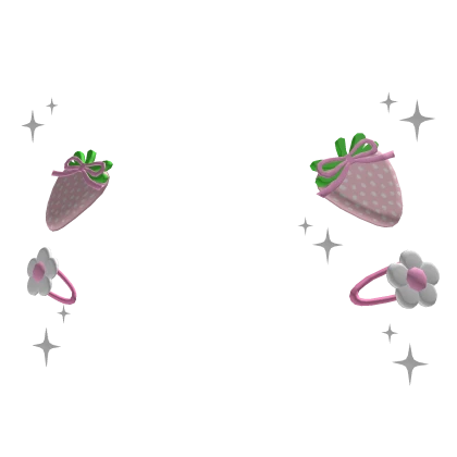 Pink Strawberry n Floral Hair Clip Set🍓