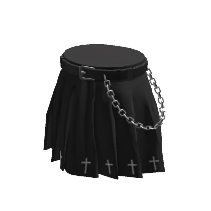 Black Gothic Pleated Skirt (Cross Design) 