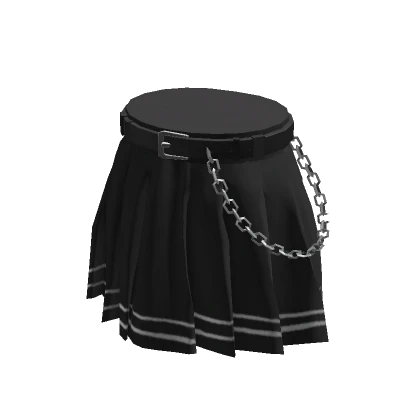 Black Gothic Pleated Skirt (Double Line Pattern) 