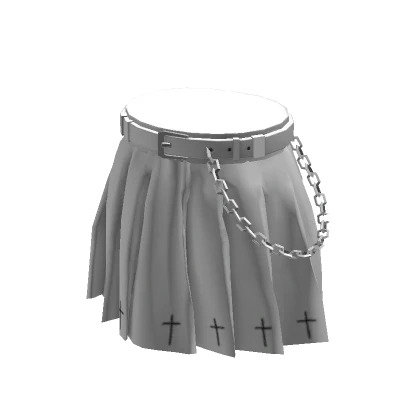 White Gothic Pleated Skirt (Cross Design) 