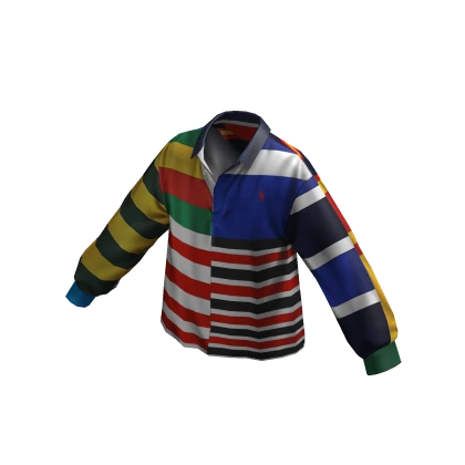 Ralph Lauren Patchwork-Stripe Jersey Rugby Shirt
