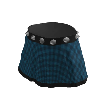 Cute Blue Checkered Goth Pleated Skirt