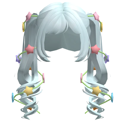 ୭ blue cute pastel fairy lights swirly pigtails