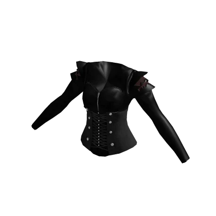 🫧 Black Red Gothic Leather Corset Top 