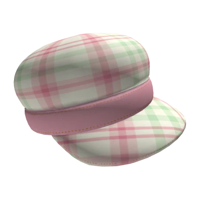 π Pink and Green Plaid Beret Cap
