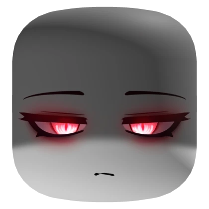 Shadowed Pretty Face With Red Glowing Eyes - White