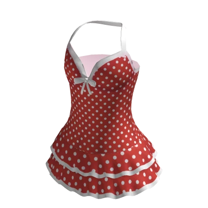 Red Halter Polka Dot Mini Dress