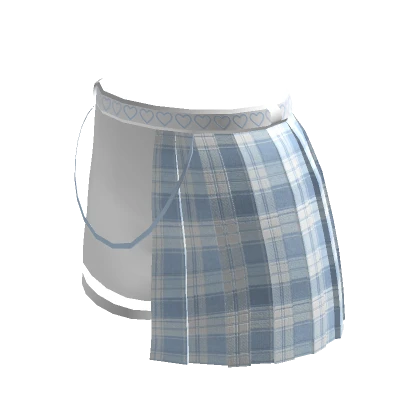 Plaid K-pop Styled Skort in White & Blue