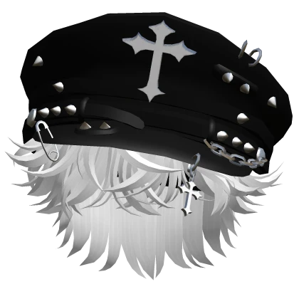 Wavy Messy Hair w Y2K Cap (White)