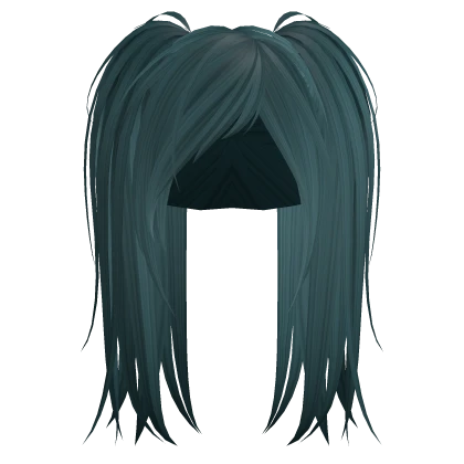 Blue Messy Emo Punk Rock Pigtails