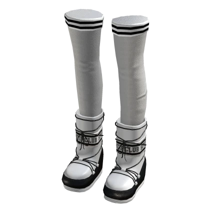 Y2K Iconic White Black Snow Boots Long Socks