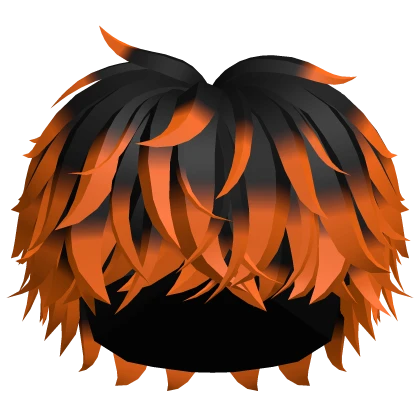 🎃 Fluffy Messy Cool Boy Hair (Black Orange)