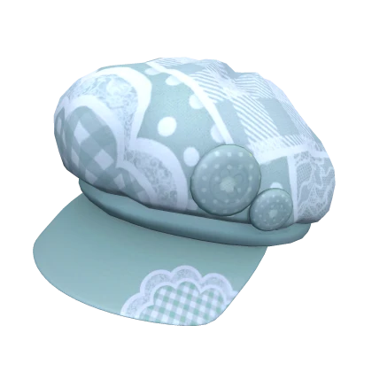 Blue Lace Cute Mori Kei Igari Polka Dot Cap