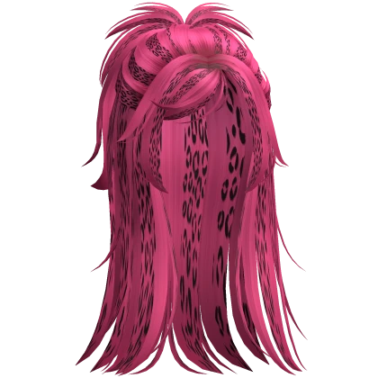 Spikey Y2K Messy Half Up Hair in Pink (Leopard)