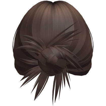 Brown Sleek Spikey Messy Low Bun