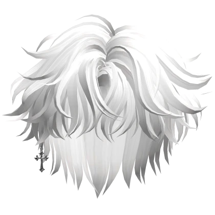 White Messy Middle Part Hair w/ Earring