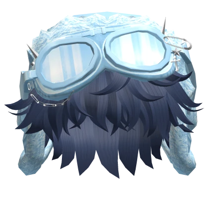 Blue Cool Messy Boy Hair w/ Y2K Goggles Ushanka