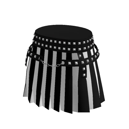 Spike Punk Pleat Skirt Black and White