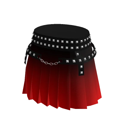 Spike Punk Pleat Skirt Fade Red