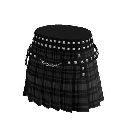 Spike Punk Pleat Skirt Flannel Black