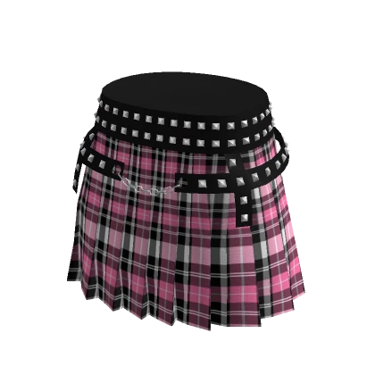 Spike Punk Pleat Skirt Flannel Pink