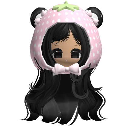 ♡ kawaii strawberry hat long wavy hair w/ face