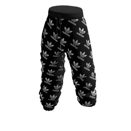 adidas Basketball Logo Pants Black and White