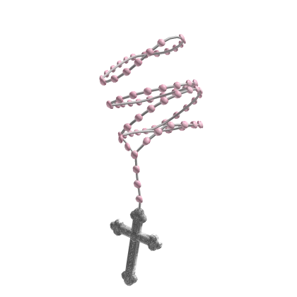 holding rosary cross necklace 3.0 baby pink