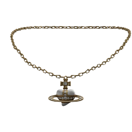 Vintage White Heart Orb Necklace (Gold)