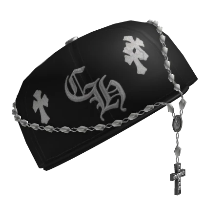 Chrome Fitted Cap w/ Rosary (Sideways)