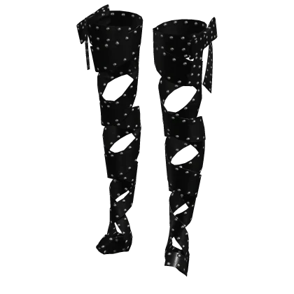 (Arched Feet) Black Studded High-Thigh Leg Strap