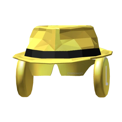 Shiny Golden Fedora+Headphones+Shades