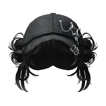 🍀Y2K Double Buns w Chain Cap