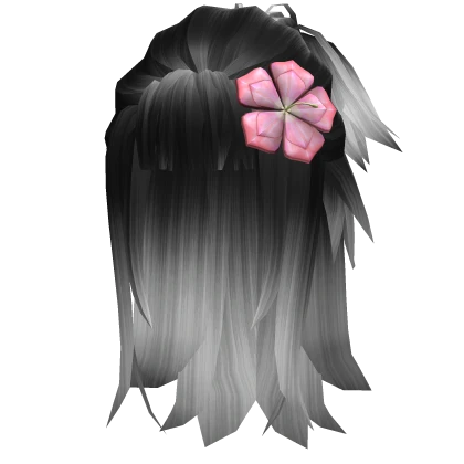 White Wavy Anime Hair with Flower