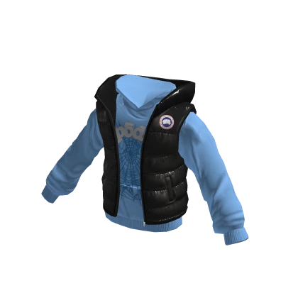 Blue Spider Hoodie W/ Goose Gilet