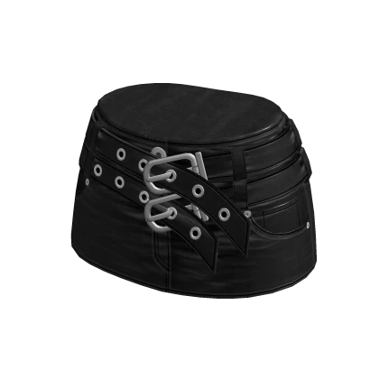 🍀Belt Leather Mini Skirt (Black)