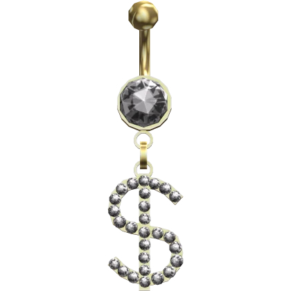 Gold Dollar Sign Belly Piercing