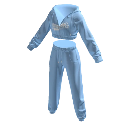 NINET9 Cropped Tracksuit Blue & White