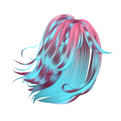 Emo Scene Windy Messy Raccoon Hair (Pink Blue)