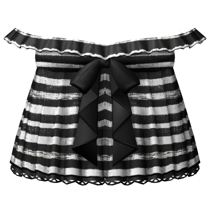 gothic striped offshoulder dress - black white 3.0