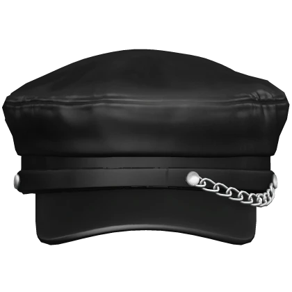 Beret Cap Black Buckle Belt Chained Studded Y2K