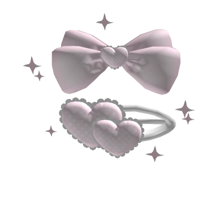✿ : cutesy pink double heart bow clip