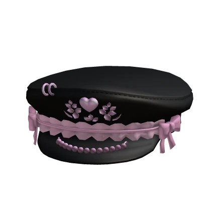 Black Pink Cute Goth Emo Ruffled Captain Hat 3.0