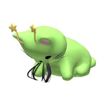 Alien cat eating black hair on head