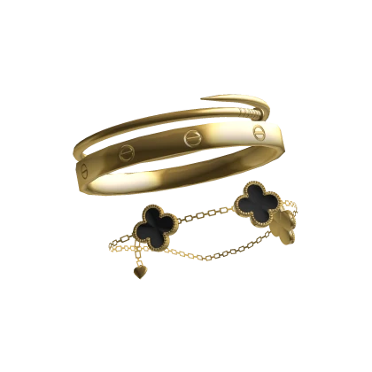 Left Gold Clover Nail Bracelet