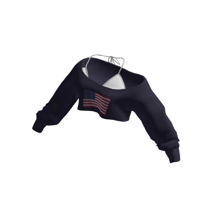 Oversized blue sweater with US flag and bikini