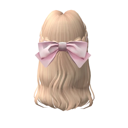 CUTE Blonde Hair With Pink Ribbon